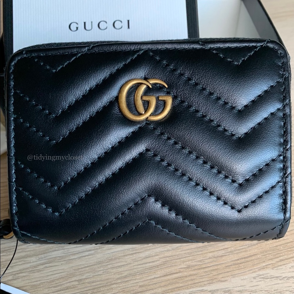*SOLD* NWT Gucci GG Marmont Black Matelasse Mini Quilted Accordion Zip Wallet - Picture 4 of 17